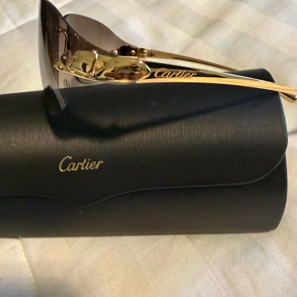 Cartier Women's Gold and Brown Sunglasses - Picture 3 of 8
